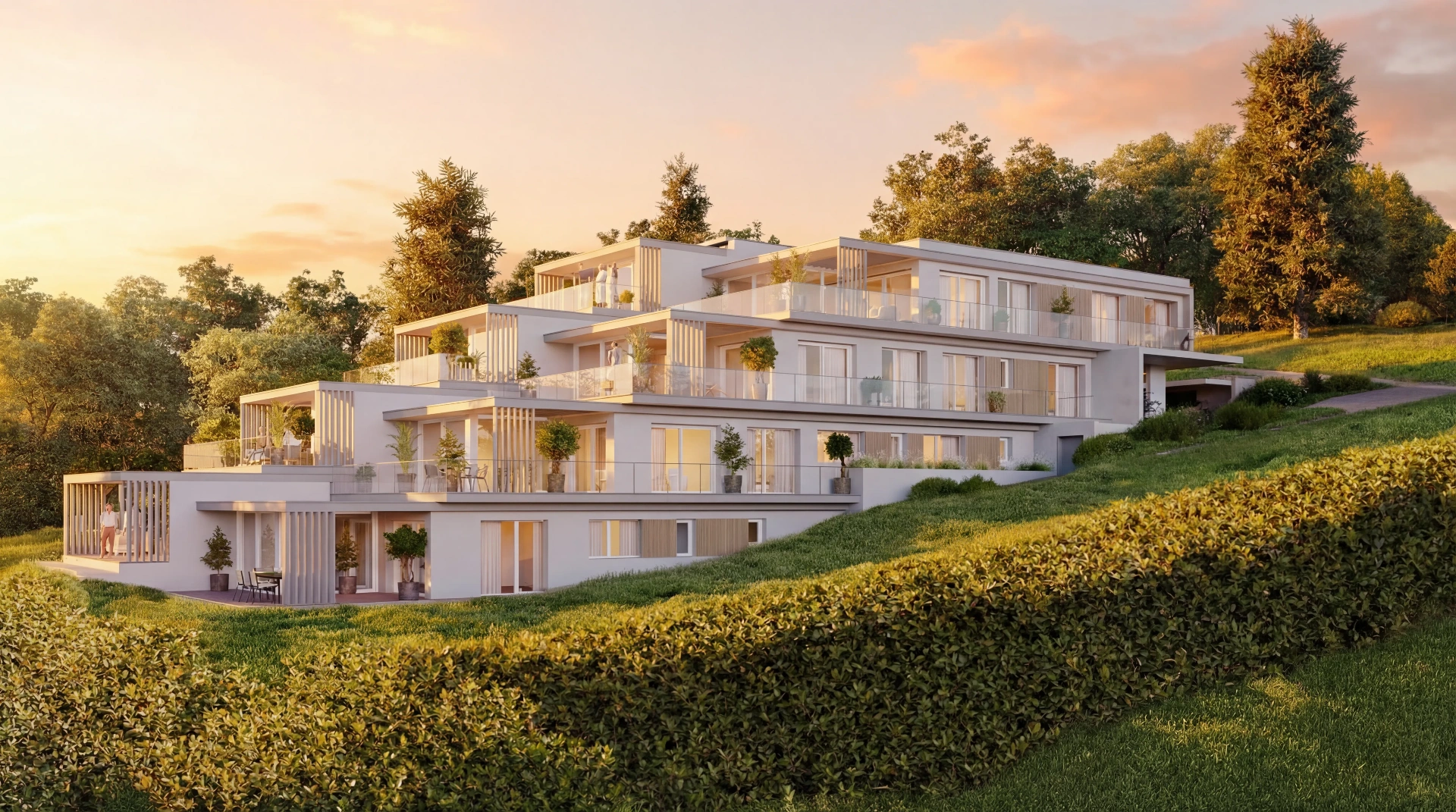 Résidence contemporaine surplombant le Léman, vignobles de Lavaux